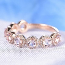 2Ct Round Cut Lab-Created Morganite Half Eternity Ring 14k Rose Gold Plated - £115.62 GBP