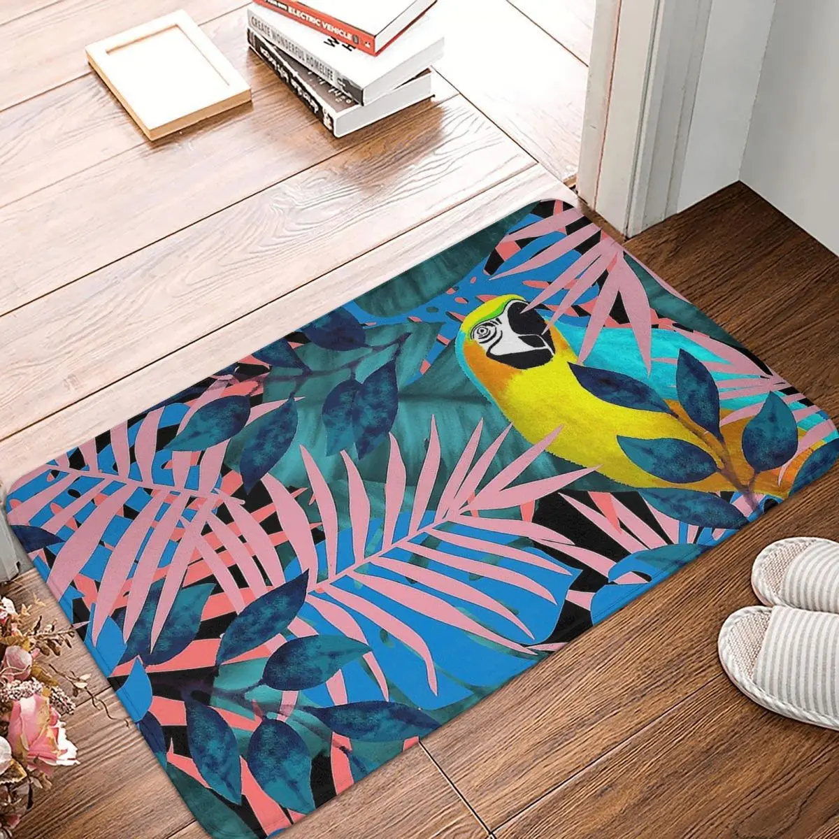 Tropical Leaves Beach Bathroom Mat Jungle Toucan Parrot Rug Home Doormat Carpet  - $15.99