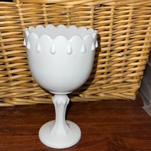 Vintage Indiana Glass Co. White Milk Glass Teardrop Goblet Compote / Footed Bowl - $17.64