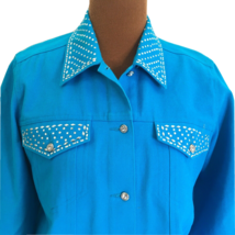 Laura Ashley Embellished Blue Jacket Women Medium Bling Rhinestone Count... - £11.23 GBP