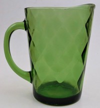 Hazel Atlas Harlequin Diamond Avocado Green 64 oz Glass Pitcher - $44.55