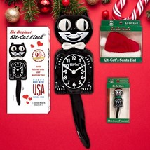 Kit-Cat&#39;s original Classic Black Kit-Cat Klock  Santa Hat Santa Tree Ornament - $92.95