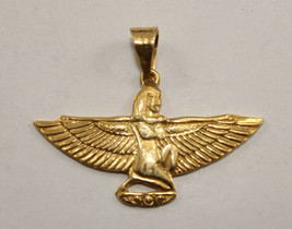  Egyptian Handmade Queen Isis with wings 18K Yellow Gold Pendant Stamped 5.5 Gr - £477.88 GBP