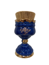 6 1/2&quot; Gilded Blue Gold Free Standing Russian Greek Orthodox Vigil Oil Lamp - £14.78 GBP