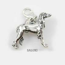 Saluki Dog Charm 3-d Solid Sterling Silver - £37.38 GBP
