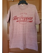 Dr. Pepper Heathered Burgundy Lightweight Faded Graphic Tee Size Large - £9.34 GBP