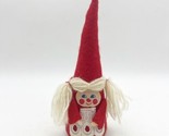 Vintage Gnome Elf Girl Felt Miniature Christmas Display Kitsch - £19.66 GBP