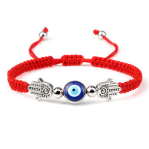 Classic Blue Turkish Evil Eyes Bracelets for Women Hand of Fatima Lucky Red Brai - £8.23 GBP