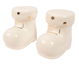 White and Gold Santa Boots Salt and Pepper Shakers Holiday Adorable NIB - $11.29