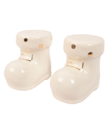 White and Gold Santa Boots Salt and Pepper Shakers Holiday Adorable NIB - $11.29
