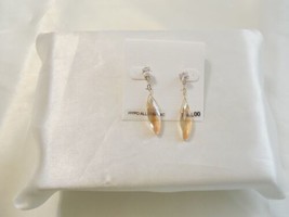Department Store 1-5/8&quot; Gold Tone Cubic Zirconia Amber Dangle Drop Earrings A644 - £6.00 GBP