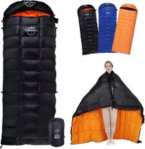 -10°F 0°F Goose Down Sleeping Bag For Adults,800 Fill Power,Ultralight Wearable - $247.35