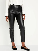 Old Navy Faux Leather Skinny Pants Womens 2 Tall Black Ankle Zip Stretch NEW - £22.84 GBP