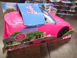Barbie Toy Car, Bright Pink 2-Seater Convertible with Seatbelts and Rolling Whee - £11.65 GBP