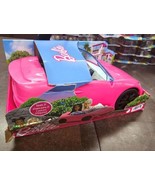 Barbie Toy Car, Bright Pink 2-Seater Convertible with Seatbelts and Roll... - £11.63 GBP