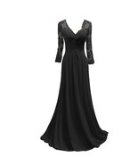 Kivary V Neck Sheer Vintage Long Sleeves Criss Cross Lace Corset Prom Ev... - $138.59