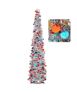 5Ft Pop up Tree Christmas Tree,Color Artificial Pencil Tinsel Xmas Trees... - $56.79 CAD