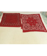 vintage red bandana scarves head covering neck wear craft supply fabric ... - $19.75