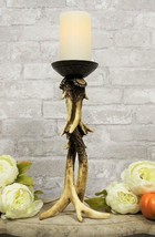 Rustic Deer Stag Entwined Antlers Candle Holder Stand 14&quot; Tall Home Cand... - £30.36 GBP