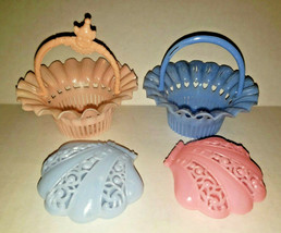 Vintage Best USA - 2 Hard Plastic Baskets Nut&amp;Candy Cups and 2 Shell Containers - £7.18 GBP