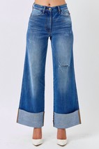 Judy Blue Cuffed Retro Wide Leg Jeans Medium Wash - $24.75+