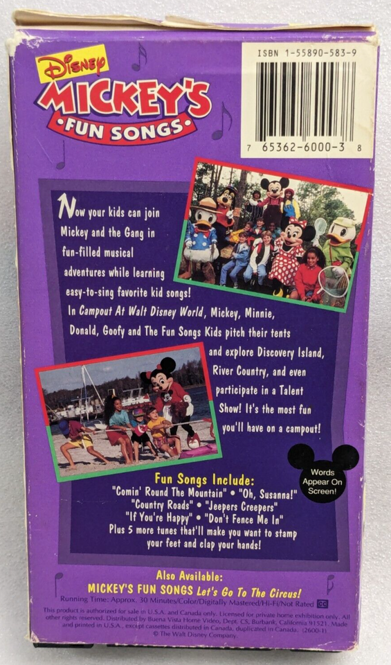 Mickey Fun Songs Campout At Walt Disney World Vhs Mickeys Fun Songs Campout at Walt Disney World (VHS, 1994) - VHS Tapes