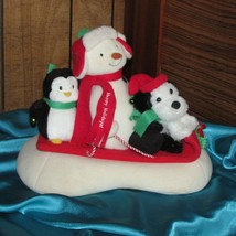 SNOWMAN, SLED penguin &amp; puppy plays &quot;Sleigh Bells&quot; song - penguin shiver... - $8.91