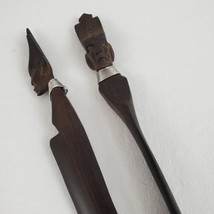 (2) Wooden African Native Art Hand Carved Letter Openers Metallic Accent... - $13.99