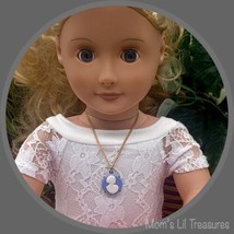 Blue Cameo Gold Chain Doll Necklace • 18 Inch Doll Jewelry - £7.05 GBP