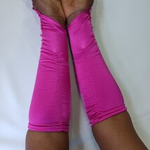 Sexy Women's Nylon Spandex Blend Fingerless Stretch Pink Gloves - One Size image 10