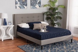 Iris Gray Fabric Upholstered Full Size Platform Bed - $3,223.48 MXN