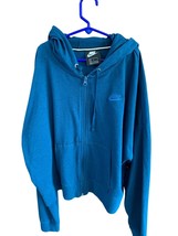 Vintage Nike Womens Size Large Long Sleeve Full Zip Jacket Coat Hooded Blue Teal - $24.74