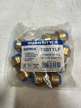 6 Pack of Eastman Push-Fit Fitting 1/2  x 1/2  Couplings 75011LF (QTY 6) - £28.28 GBP