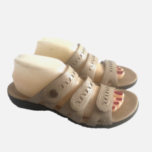 Clark’s Brown Sandals Size 8.5 M Brown Leather Adjust Hook Loop Straps Comfort - £18.36 GBP