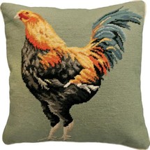 Pillow Throw FARM AND RANCH Old English Game 18x18 Multi-Color Wool Needlepoint - £210.66 GBP