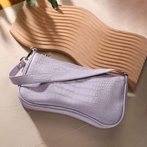 Soft Crocodile Vegan Leather Purple S.Leaf Handbag Clutch Purse Shoulder Bag - £8.85 GBP