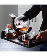 Creative Globe Decanter Set with Lead-free Carafe Exquisite Wood-stand a... - $974.07 MXN