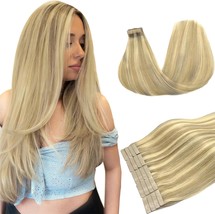 DOORES Tape in 100% Human Hair Extensions Balayage Light Blonde Highligh... - $35.63