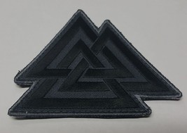 Valknut Triangle Symbol Embroidered Nordic Viking Hook Patch - £5.47 GBP