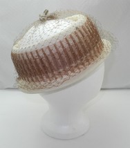 Vintage Ivory/Brown Pillbox Hat - Netting/Open Top - Kay &amp; Guy Anderson ... - $23.70