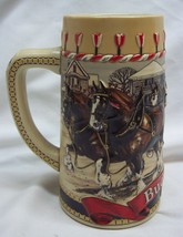 Vintage 1986 Budweiser Series B Clydesdale Horse Beer Stein Christmas Holiday - £14.69 GBP