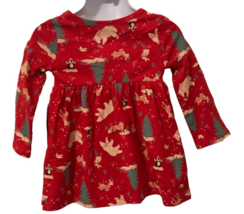Wonder Nation Girls Winter Animals Knit Dress Size 12M Red Pockets - $6.86