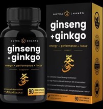 NutraChamps Korean Red Panax Ginseng + Ginkgo Double Strength - Energy &amp; Focus - $17.99