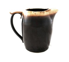 Vintage McCoy 8-in Pitcher Brown Drip Design USA Pottery 7011 Thumb Rest Ice Lip - £15.94 GBP