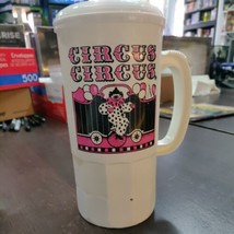 Vintage Las Vegas Circus Circus C ASIN O Purple Clown Souvenir Water Cup Mug Straw - £16.30 GBP