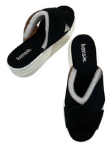 Kensie Womens 8.5 Rone Platform Slides Cross Straps Black White New SKU#... - $22.09