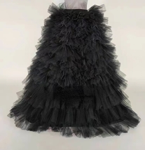 Black Full Fluffy Gown Skirt Custom Plus Size Women Tulle Prom Party Maxi Skirt image 3