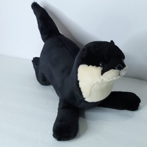 Plush Sea Otter Black Off White Belly Realistic Stuffed Animal 16" L Realistic - $29.69