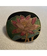 Vintage Pink Lotus Water Lily Flower Cloisonné Bolo Tie Scarf Holder Sli... - $33.85 CAD