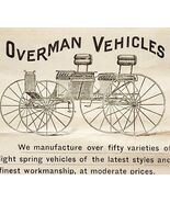 1891 Overman Vehicles Automobilia Victorian Pre-Car Transportation Adver... - $37.81 CAD